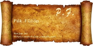 Pék Fülöp névjegykártya